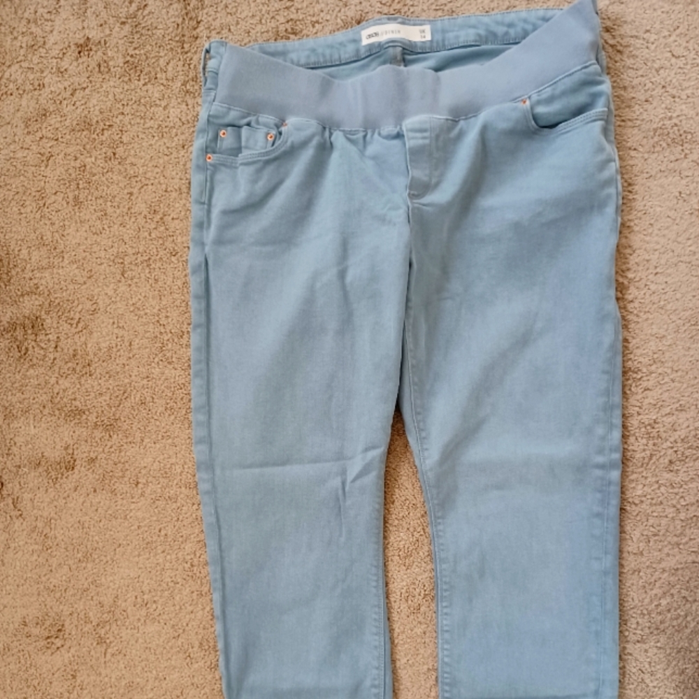 Asos light blue maternity denim, front panel size 10